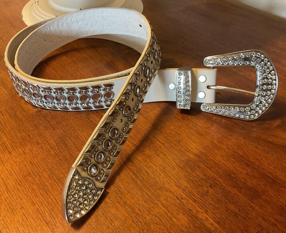 NEW Western Belt White Rhinestone Bling Buckle Large